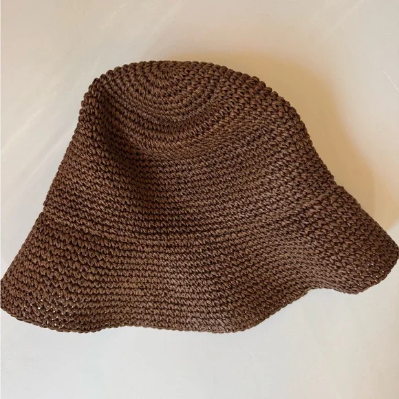Madewell Lantern Straw Hat Brown Raffia Sun Packable Floppy Boho Size M/L - Picture 11 of 13
